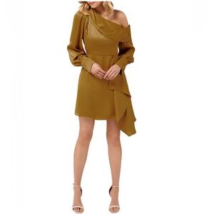 Ever New Women's Gold Shelsey Long-Sleeve Asymmetric Mini Satin
Dress
